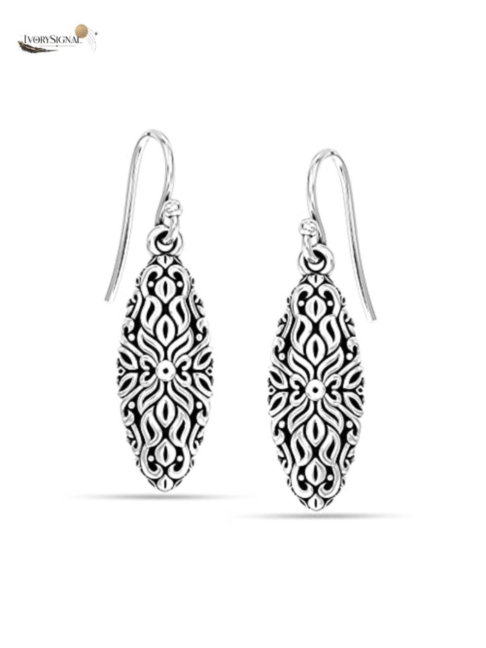 925 Sterling Silver Antique Filigree Teardrop Drop Earrings Women